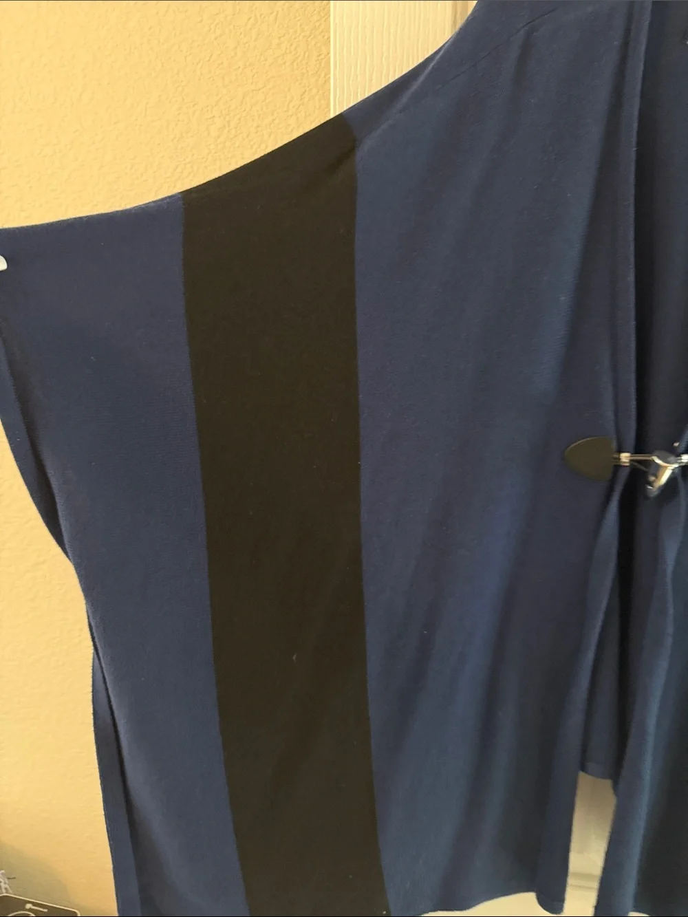 Open-Front Navy and Black Women's Sweater Cardigan/ poncho/ kimono
